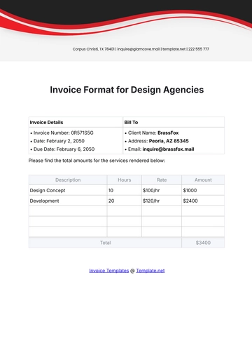 Free Invoice Format Template for Design Agencies to Edit Online