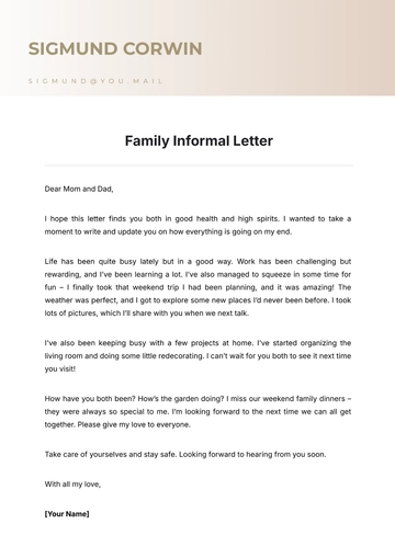 Free Family Informal Letter Template to Edit Online