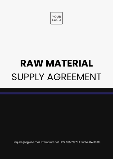 Free Raw Material Supply Agreement Template to Edit Online