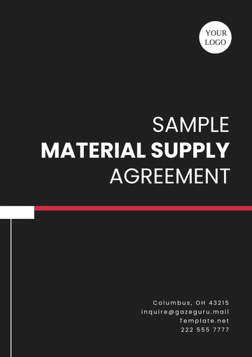Free Sample Material Supply Agreement Template to Edit Online
