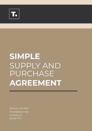 Free Simple Supply and Purchase Agreement Template to Edit Online