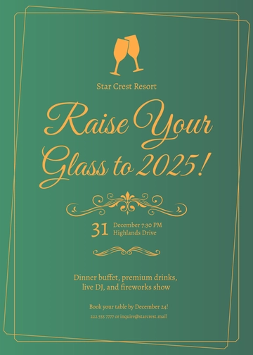 Free Classy New Year's Eve Party Invitation Template to Edit Online