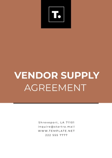 Free Vendor Supply Agreement Template to Edit Online
