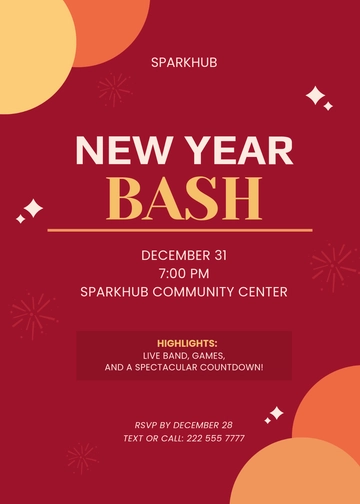 Free Red New Year Invitation Design Template to Edit Online