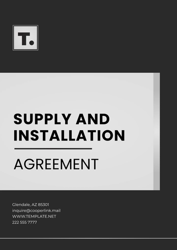 Free Supply and Installation Agreement Template to Edit Online