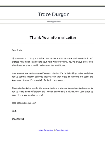 Free Thank You Informal Letter Template to Edit Online