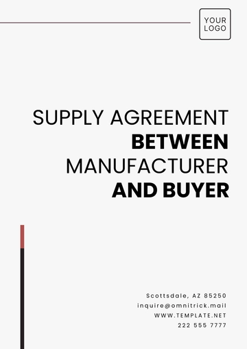 Free Supply Agreement Between Manufacturer and Buyer Template to Edit Online