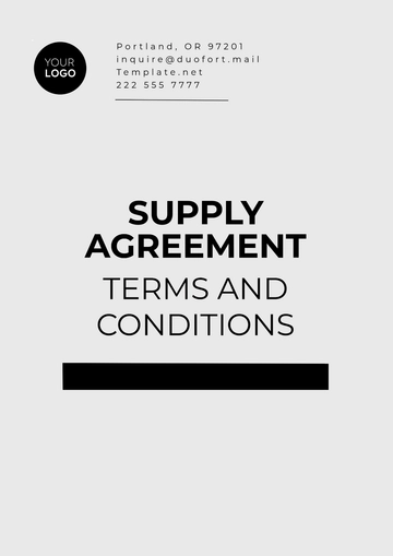 Free Supply Agreement Terms and Conditions Template to Edit Online