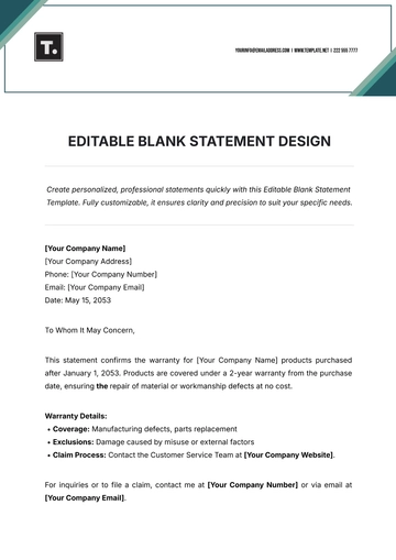 Free Editable Blank Statement Design Template to Edit Online