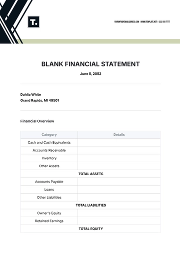 Free Blank Financial Statement Template to Edit Online