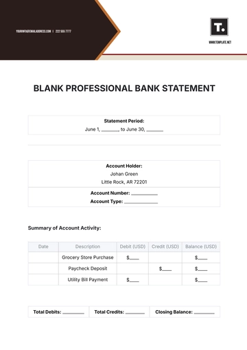 Free Blank Professional Bank Statement Template to Edit Online