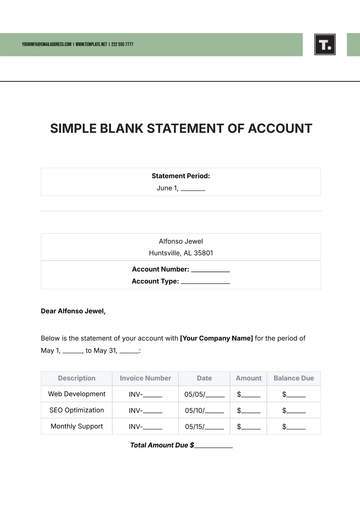 Free Simple Blank Statement of Account Template to Edit Online