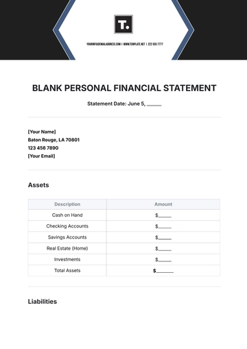 Free Blank Personal Financial Statement Template to Edit Online
