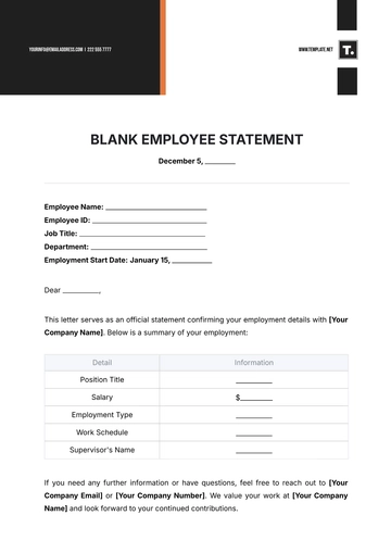 Free Blank Employee Statement Template to Edit Online