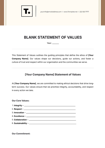 Free Blank Statement of Values Template to Edit Online