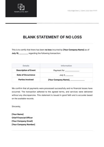 Free Blank Statement of No Loss Template to Edit Online