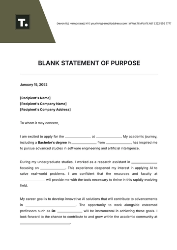 Free Blank Statement of Purpose Template to Edit Online