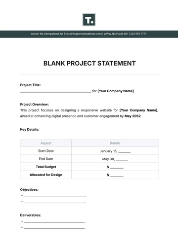 Free Blank Project Statement Template to Edit Online