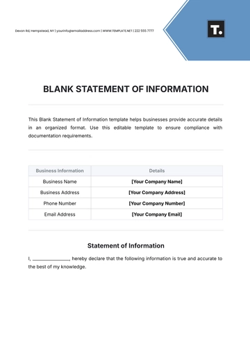Free Blank Statement of Information Template to Edit Online