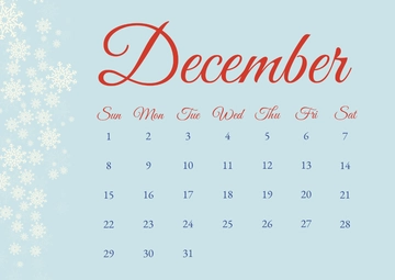 Free Beautiful Christmas Calendar Template to Edit Online