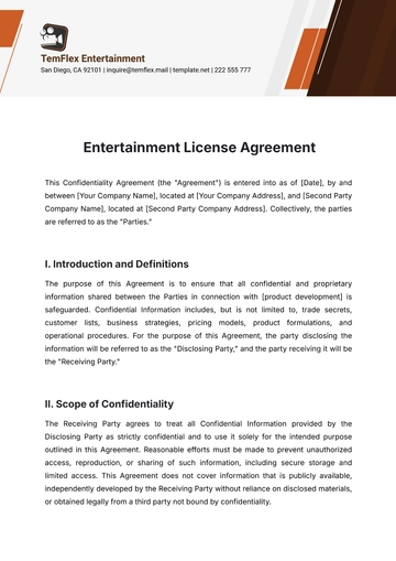 Free Entertainment License Agreement Template to Edit Online