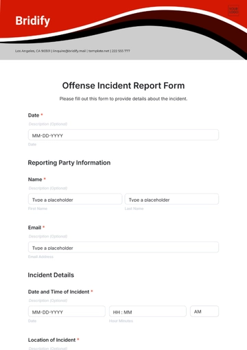 Free Offense Incident Report Form Template to Edit Online