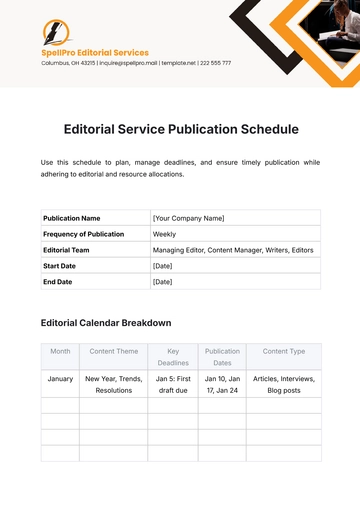 Free Editorial Service Publication Schedule Template to Edit Online