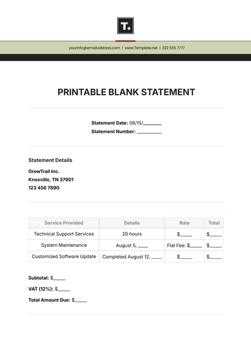 Free Printable Blank Statement Template to Edit Online