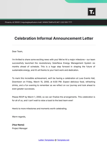 Free Celebration Informal Announcement Letter Template to Edit Online