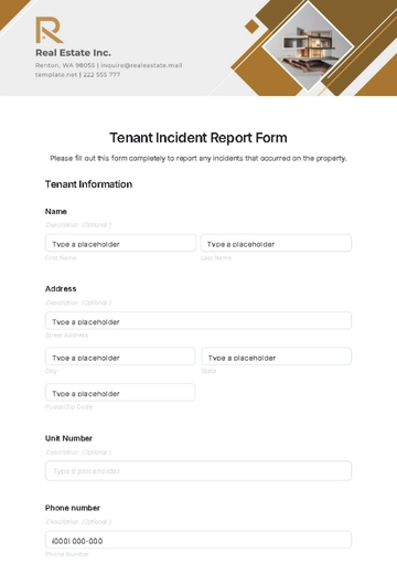 Free Tenant Incident Report Form Template to Edit Online
