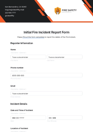 Free Initial Fire Incident Report Form Template to Edit Online