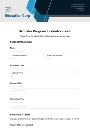 Free Bachelor Program Evaluation Form Template to Edit Online Free Bachelor Program Evaluation Form Template to Edit Online