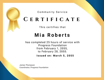 Free Community Service Certificate with Shield Template to Edit Online
