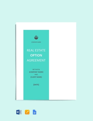 Real Estate Option Agreement Template
