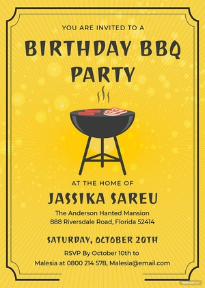 BBQ Birthday Invitation Template