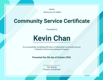 Free Community Service Certificate Background Template to Edit Online