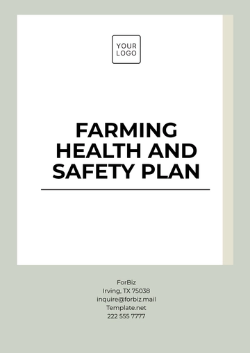 Free Farming Health and Safety Plan Template to Edit Online