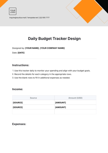 Free Daily Budget Tracker Design Template to Edit Online