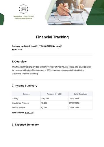 Free Financial Tracking Template to Edit Online
