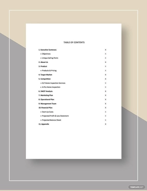Home Real Estate Inspection Business Plan Template
