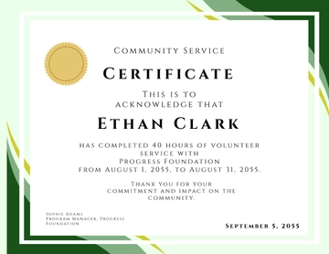 Free Modern Community Service Certificate Template to Edit Online