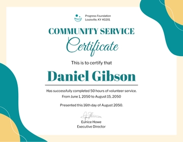 Free Aesthetic Community Service Certificate Template to Edit Online