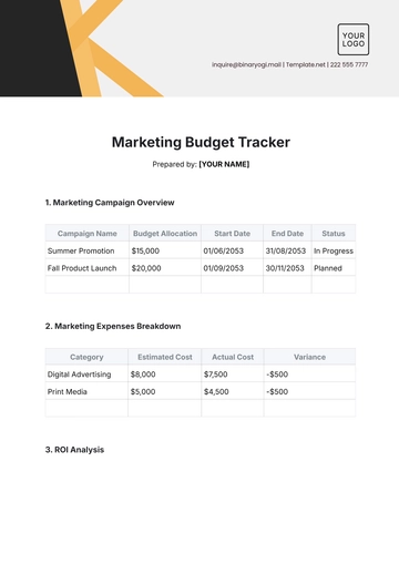 Free Marketing Budget Tracker Template to Edit Online