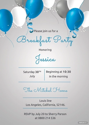 Breakfast Birthday Party Invitation Template