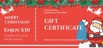 Free Santa Claus Christmas Gift Certificate Template to Edit Online