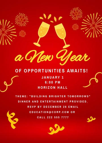 Free 2025 New Year Party Invitation Card Template to Edit Online