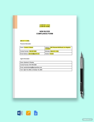 New Buyer Compliance Form Template