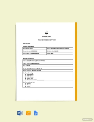 Real Estate Contact Form Template