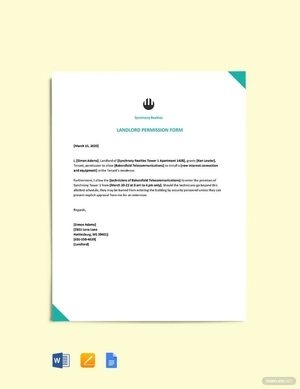 Landlord Permission Form Template