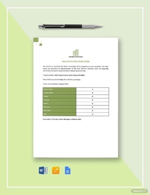 Real Estate Disclosure Form Template